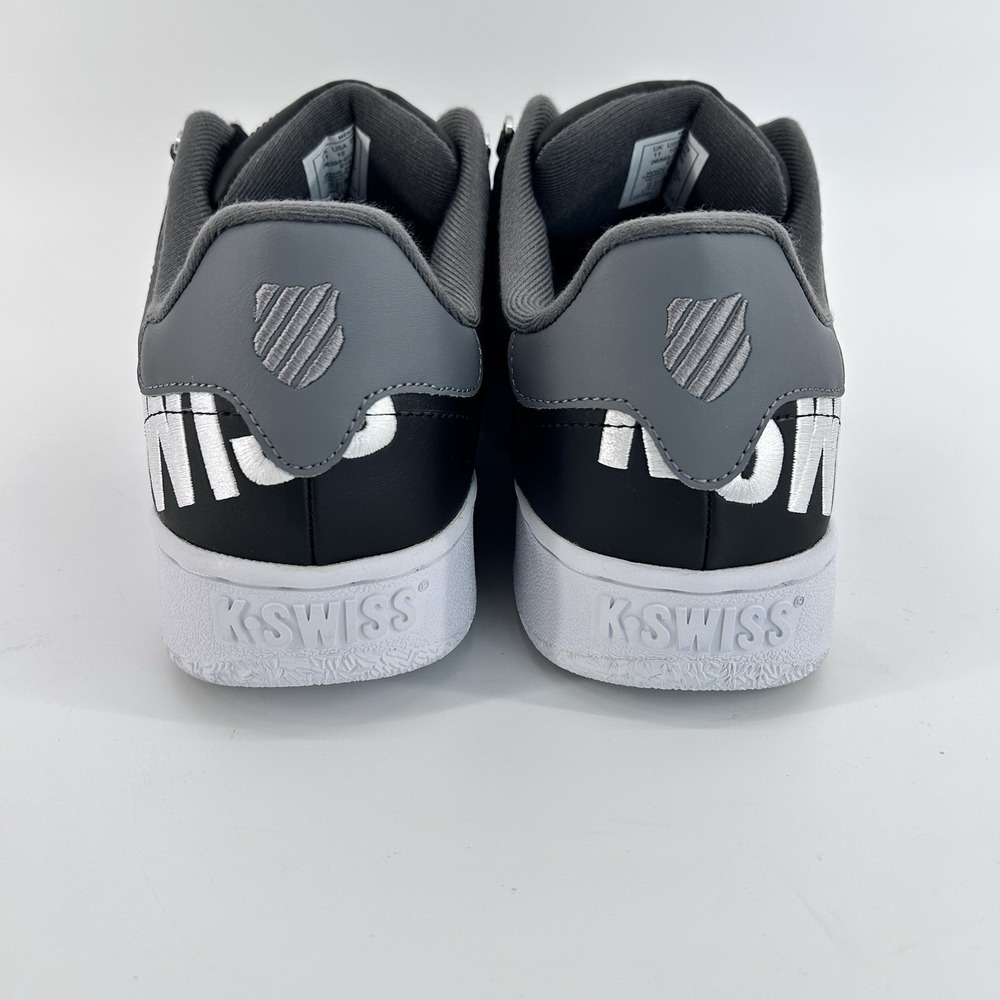 Black Leather Court Sneakers Mens 12 Minimalist Casual School Shoes K Swiss - Picture 5 of 11